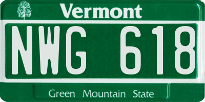 VT license plate NWG618