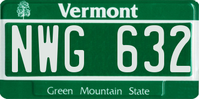 VT license plate NWG632