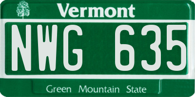 VT license plate NWG635