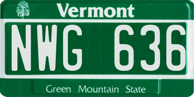 VT license plate NWG636