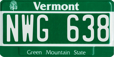VT license plate NWG638