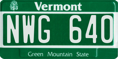 VT license plate NWG640