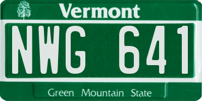 VT license plate NWG641