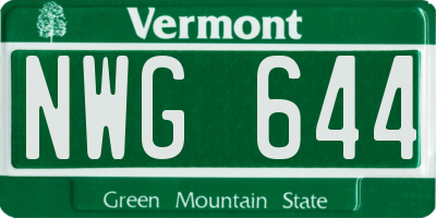 VT license plate NWG644