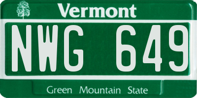 VT license plate NWG649