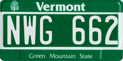 VT license plate NWG662