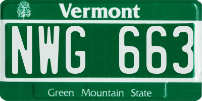VT license plate NWG663