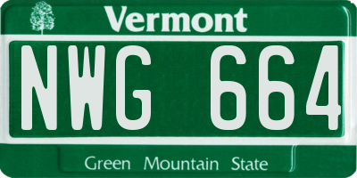 VT license plate NWG664