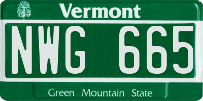 VT license plate NWG665