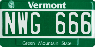 VT license plate NWG666