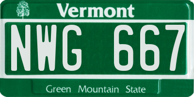 VT license plate NWG667