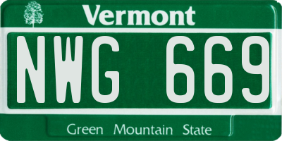 VT license plate NWG669