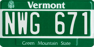 VT license plate NWG671