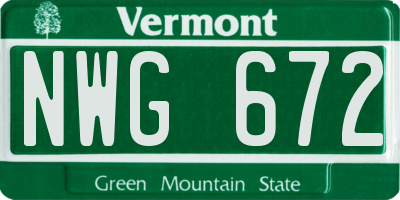VT license plate NWG672