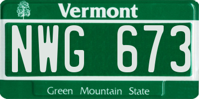 VT license plate NWG673