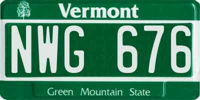 VT license plate NWG676