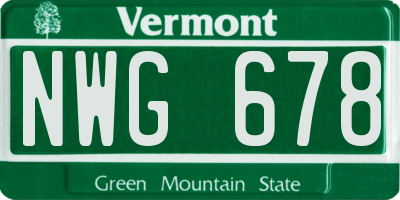 VT license plate NWG678