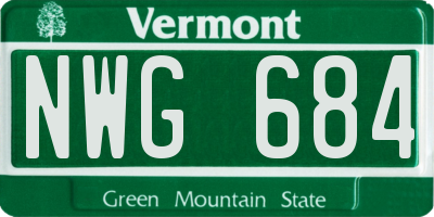 VT license plate NWG684