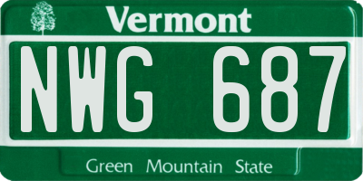 VT license plate NWG687