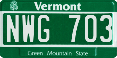 VT license plate NWG703
