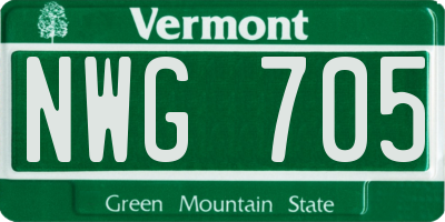 VT license plate NWG705