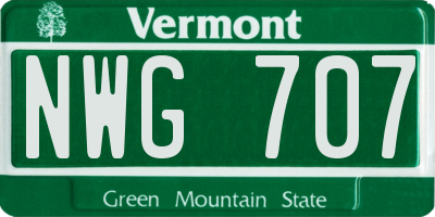 VT license plate NWG707