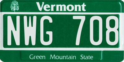 VT license plate NWG708