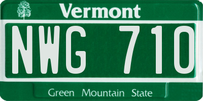 VT license plate NWG710