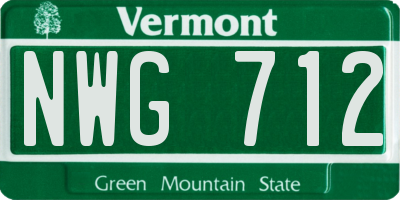 VT license plate NWG712