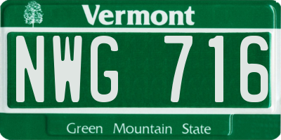 VT license plate NWG716