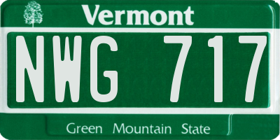 VT license plate NWG717
