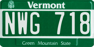 VT license plate NWG718