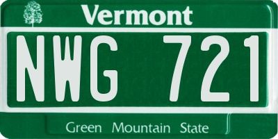 VT license plate NWG721