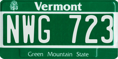 VT license plate NWG723