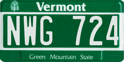 VT license plate NWG724
