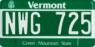 VT license plate NWG725