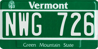 VT license plate NWG726