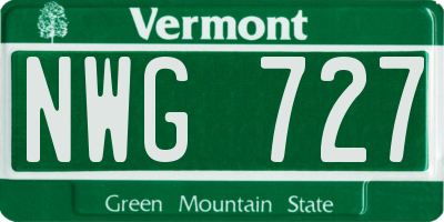 VT license plate NWG727