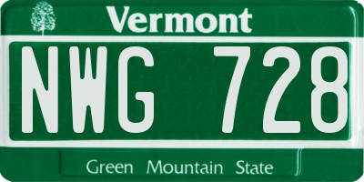 VT license plate NWG728