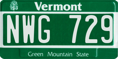 VT license plate NWG729