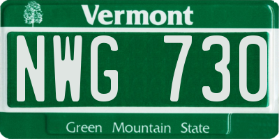 VT license plate NWG730