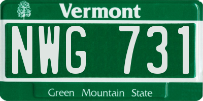 VT license plate NWG731