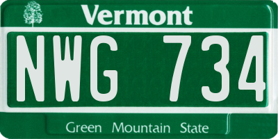 VT license plate NWG734