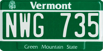 VT license plate NWG735