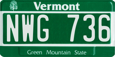 VT license plate NWG736