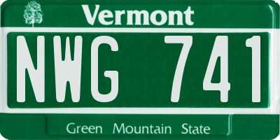 VT license plate NWG741