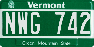 VT license plate NWG742