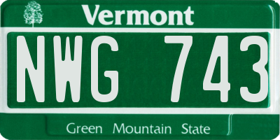 VT license plate NWG743