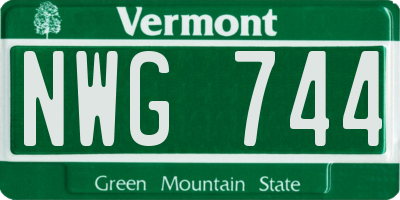 VT license plate NWG744