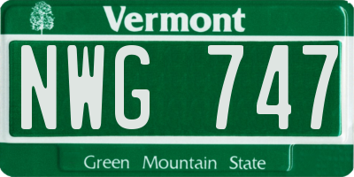 VT license plate NWG747